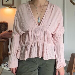 Boho pink top with ruffles